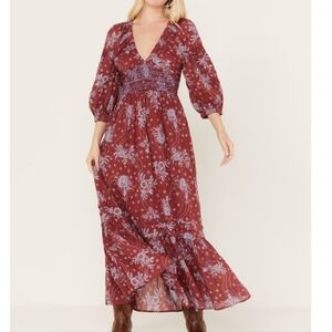 Free People Golden Hour Maxi Dress in Wine Size S with pockets
